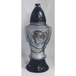 RÓŻA/L-1320/ZDOBIONA-SREBRNO CZARNA/6/GRAFITOWE SZKŁO/GOLD