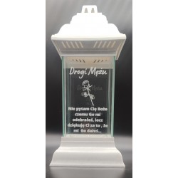 LAMPION L-11 BIAŁY-SREBRNY / DEDYKACJA / DZIADKA/ 1 SZTUKA