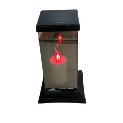 LAMPION SOLARNY DUŻY KLASYK GRAFIT SZYBA CZARNY / 1 SZTUKA