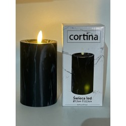 ŚWIECA/LED/EFEKT MARMURU/15 CM-7,5 CM./BLACK/3-23/BEZ/BATERI