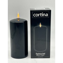 ŚWIECA/LED/WOSK/7X17,5 CM/CORTINA/BLACK/8-20/6/WAX/ BEZ...