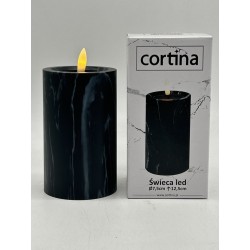 ŚWIECA/LED/EFEKT MARMURU/15 CM-9 CM./BLACK/6-23/BEZ/BATERI