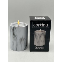 ŚWIECA/LED/EFEKT MARMURU/15 CM-9 CM/GREY/6-23/BEZ/BATERI