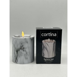 ŚWIECA/LED/EFEKT MARMURU/10 CM-9 CM./GREY/4-23/BEZ/BATERI