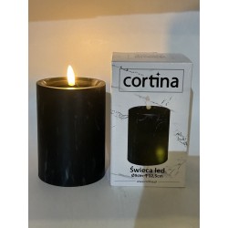 ŚWIECA/LED/EFEKT MARMURU/10 CM-9 CM./BLACK/4-23/BEZ/BATERI