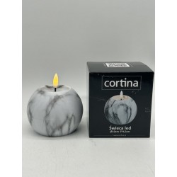 ŚWIECA/LED/EFEKT MARMURU/KULA-9,5 CM./GRAY/7-23/BEZ/BATERI