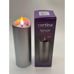 ŚWIECA LED / SILVER PINK FLAME /2-24 /5X15 CM/Z BATERIAMI...