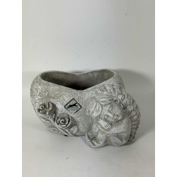 OSŁONKA BETONOWA SERCE ZE ANIOŁEM 17X12X10/SZARA/MHC-35031M
