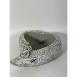 OSŁONKA BETONOWA SERCE Z RÓŻĄ 19X15,5X7/SZARA/MHC-45002M