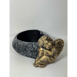 OSŁONKA BETONOWA ZE ZŁOTYM ANIOŁEM 22,5X18X10,5 /...