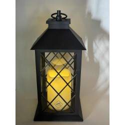 LAMPION LED / CZARNY / ZE ŚWIECĄ /WITRAŻ/33X14/ MAL-02B/6
