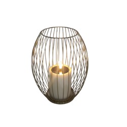 LAMPION / ŚWIECZNIK METALOWY PLISA - ZŁOTY / 23X18 CM...