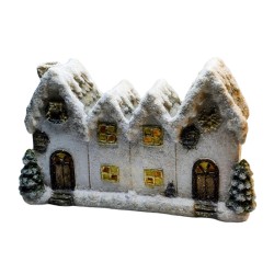 FIGURKA CERAMICZNA DOMEK 4 W RZĘDZIE / 31X19 CM. / LED /...