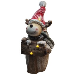 FIGURKA CERAMICZNA RENIFER Z TABLICZKĄ WESOŁYCH ŚWIĄT /...