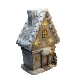 FIGURKA CERAMICZNA DOMEK ZIMOWY Z CHOINECZKA LED / 40 CM...