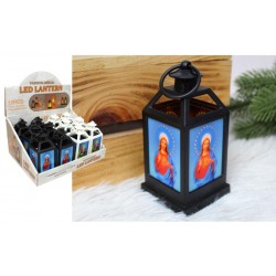 LAMPION LED / WITRAZ Z MOTYWEM RELIGIJNYM / CZARNA /...