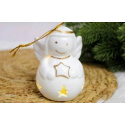 Figurka ceramiczna Aniołek świecacy LED / BIAŁY Z...