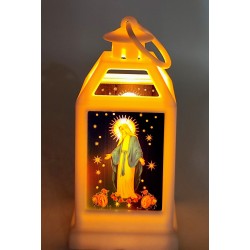LAMPION LED / WITRAZ Z MOTYWEM RELIGIJNYM / BIAŁA /...