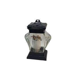 ZNICZ SZKLANY URNA ZC-3 / 22CM. / CZARNY / ZŁOTA RÓŻA / 6