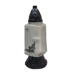 LAMPION L-1240/ STOŻEK / BIAŁE-SZKŁO / APLIKACJA SREBRNY...