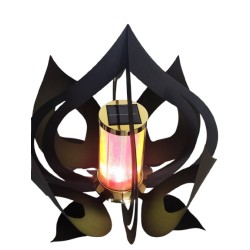 PROMO Lampion Kwiat lotosu czarny / Solar / Bryła / złoty...