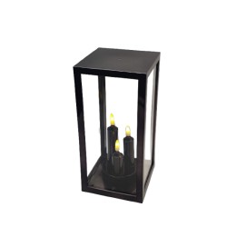 Lampion prostokątny LED ML063 grafitowy – potrójna świeca...