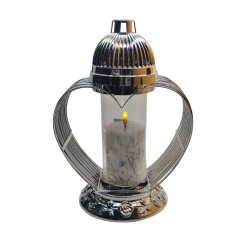 Srebrny lampion Serce A011 Golden Light 33 cm
