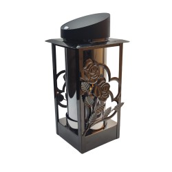 Lampion solarny LN-SL011C grafitowy Kwiaty Róża – metal i...