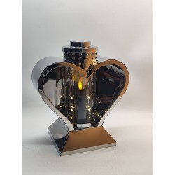 Lampion metalowy Serce RT01-5036 srebrny 25,5 cm | Lamp-Art