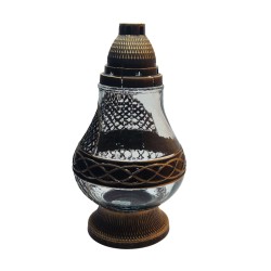 Duży lampion szklany KAREN czarno-złoty 35 cm bez wkładu