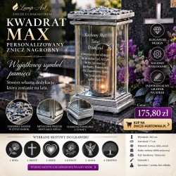 Znicz KWADRAT MAX BAROK srebrny personalizowany grawer...